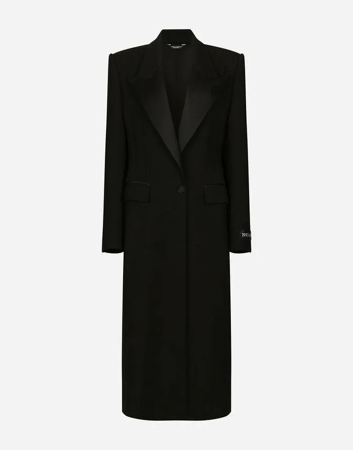 Dolce and Gabbana Coats And Jackets Women Long Singlebreasted Wool Tuxedo Coat Black Dolce and Gabbana Coats And Jackets Women Long Singlebreasted Wool Tuxedo Coat Black
