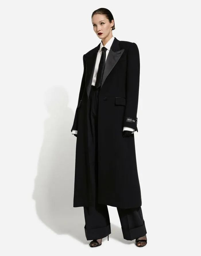 Dolce and Gabbana Coats And Jackets Women Long Singlebreasted Wool Tuxedo Coat Black Dolce and Gabbana Coats And Jackets Women Long Singlebreasted Wool Tuxedo Coat Black