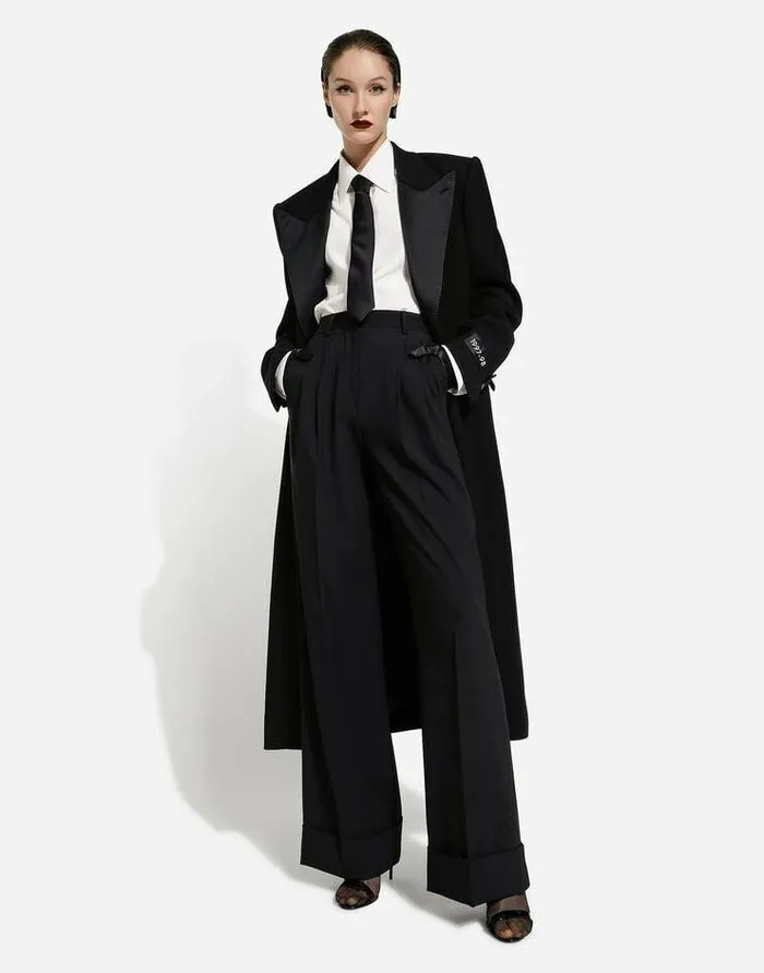 Dolce and Gabbana Coats And Jackets Women Long Singlebreasted Wool Tuxedo Coat Black Dolce and Gabbana Coats And Jackets Women Long Singlebreasted Wool Tuxedo Coat Black