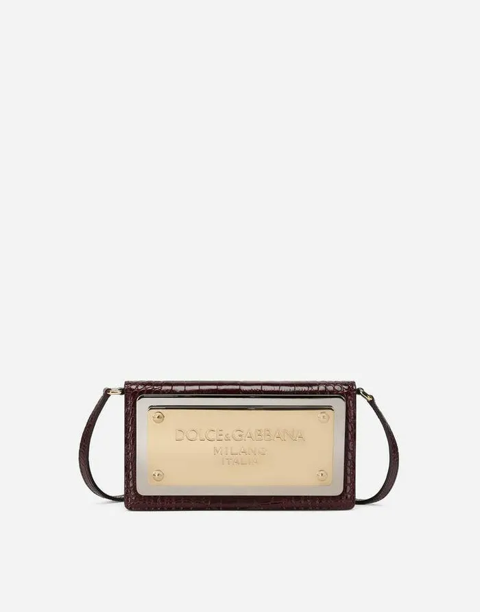 Dolce and Gabbana Crossbody Bags Men Crocodileprint Calfskin Cell Phone Bag Bordeaux Dolce and Gabbana Crossbody Bags Men Crocodileprint Calfskin Cell Phone Bag Bordeaux