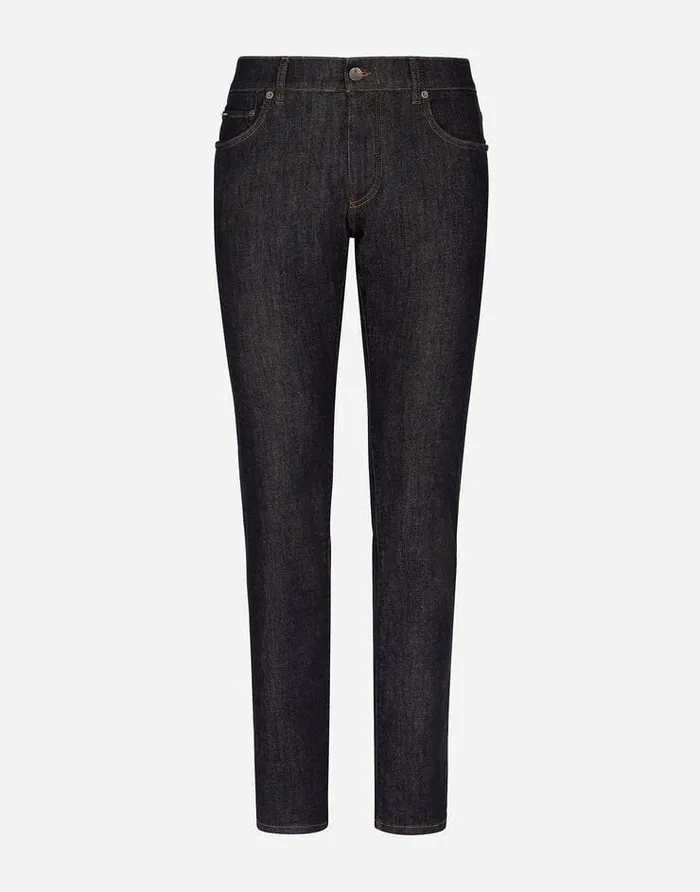 Dolce and Gabbana Denim Men Blue Skinny Stretch Jeans Multicolor