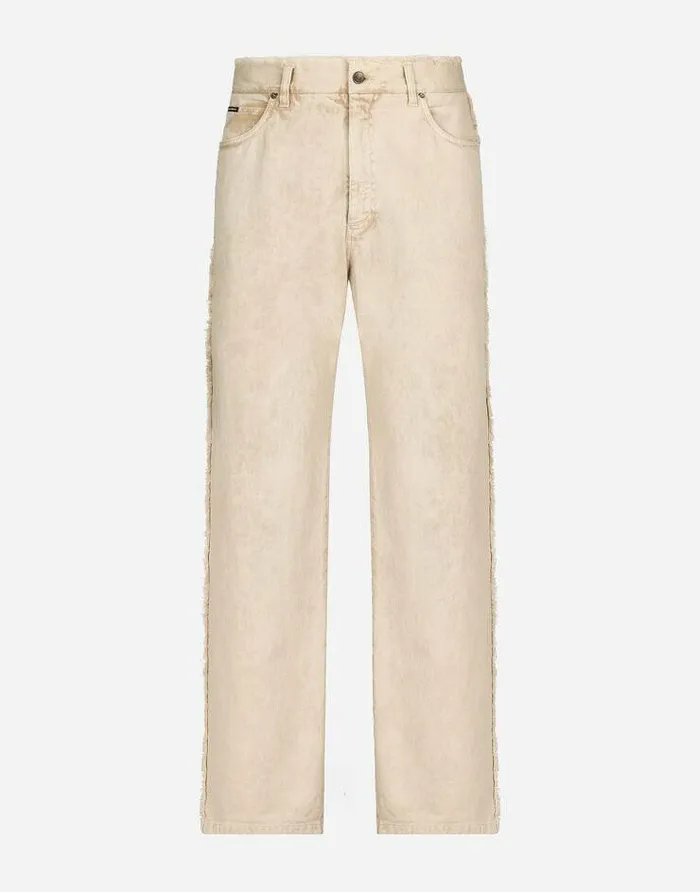 Dolce and Gabbana Denim Men Overdyed Jeans With Raw Hem Details Multicolor