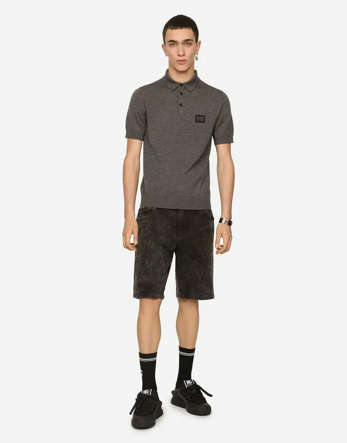 Dolce and Gabbana Denim Men Stretch Denim Shorts With Marble Effect Multicolor Dolce and Gabbana Denim Men Stretch Denim Shorts With Marble Effect Multicolor