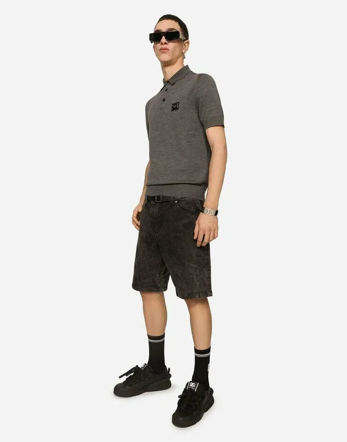Dolce and Gabbana Denim Men Stretch Denim Shorts With Marble Effect Multicolor Dolce and Gabbana Denim Men Stretch Denim Shorts With Marble Effect Multicolor