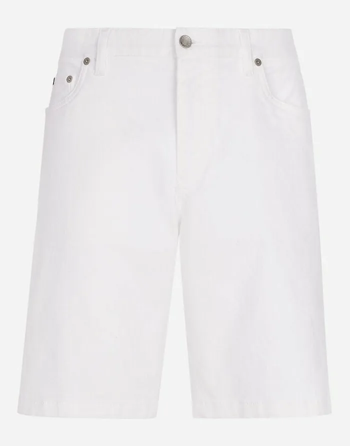 Dolce and Gabbana Denim Men White Stretch Denim Shorts Multicolor