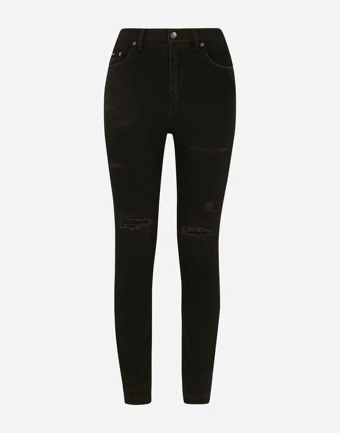 Dolce and Gabbana Denim Women Audrey Jeans With Ripped Details Multicolor