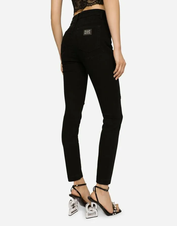 Dolce and Gabbana Denim Women Audrey Jeans With Ripped Details Multicolor