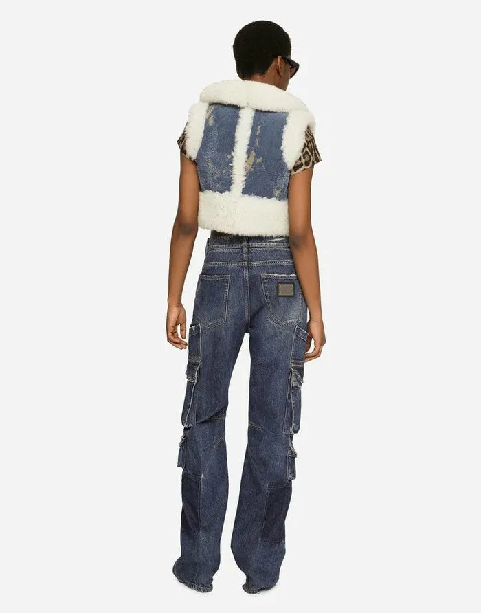 Dolce and Gabbana Denim Women Denim Cargo Jeans With Rips Multicolor Dolce and Gabbana Denim Women Denim Cargo Jeans With Rips Multicolor