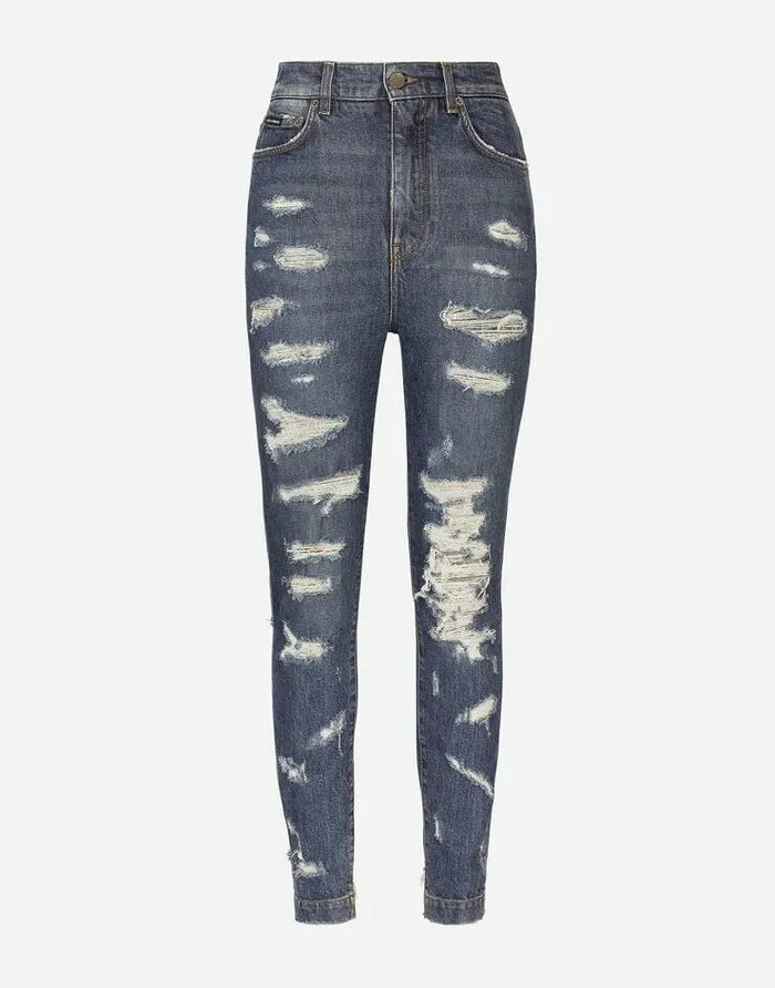 Dolce and Gabbana Denim Women Skinnyfit Jeans With Rips Multicolor