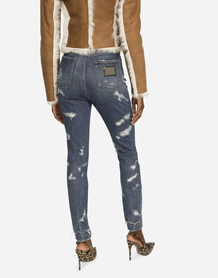 Dolce and Gabbana Denim Women Skinnyfit Jeans With Rips Multicolor Dolce and Gabbana Denim Women Skinnyfit Jeans With Rips Multicolor