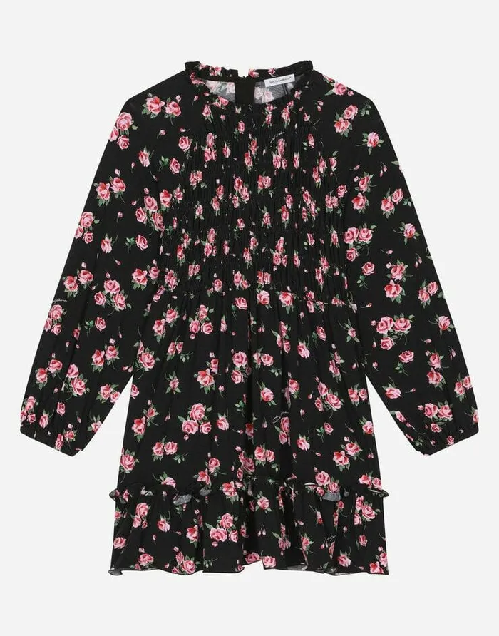 Dolce and Gabbana Dresses Children Longsleeved Printed Dress Black