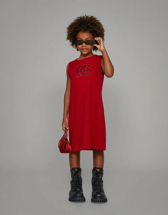 Dolce and Gabbana Dresses Children Sleeveless Cady Dress With DG Patch Red Dolce and Gabbana Dresses Children Sleeveless Cady Dress With DG Patch Red