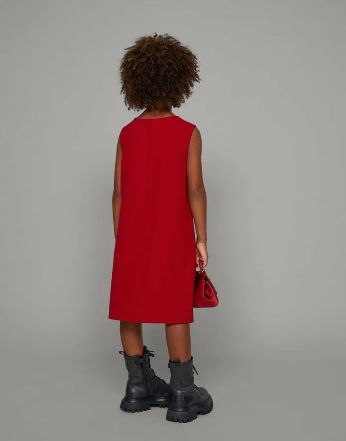 Dolce and Gabbana Dresses Children Sleeveless Cady Dress With DG Patch Red Dolce and Gabbana Dresses Children Sleeveless Cady Dress With DG Patch Red