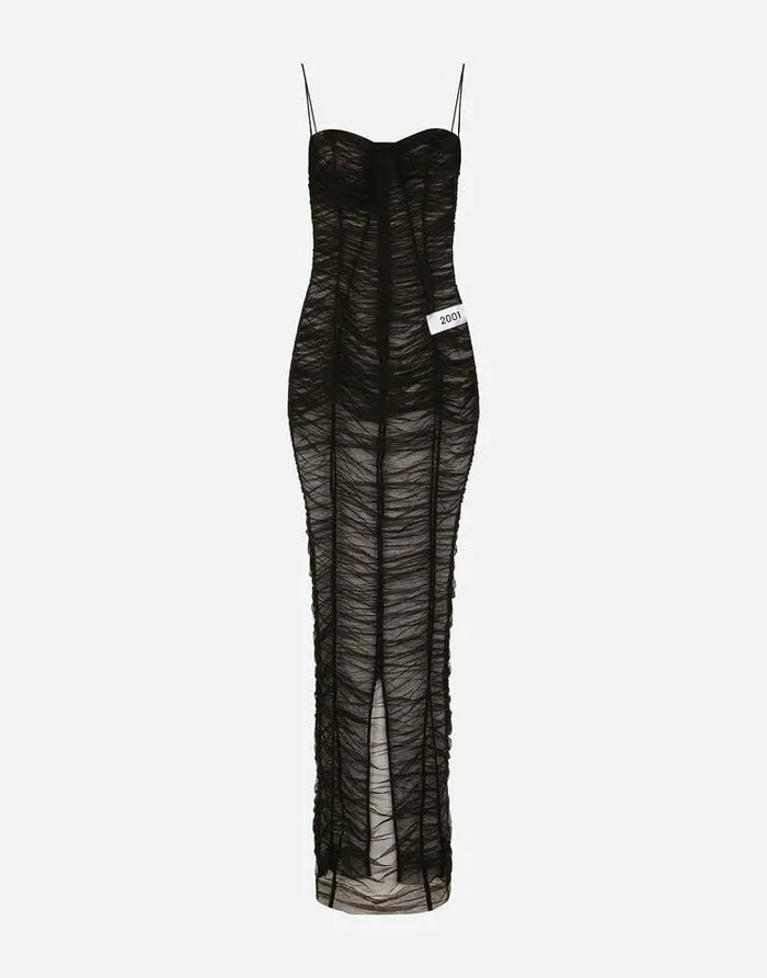 Dolce and Gabbana Dresses Women KIM DOLCEandGABBANA Long Draped Tulle Dress Black Dolce and Gabbana Dresses Women KIM DOLCEandGABBANA Long Draped Tulle Dress Black