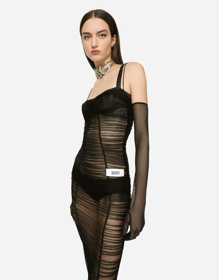 Dolce and Gabbana Dresses Women KIM DOLCEandGABBANA Long Draped Tulle Dress Black Dolce and Gabbana Dresses Women KIM DOLCEandGABBANA Long Draped Tulle Dress Black