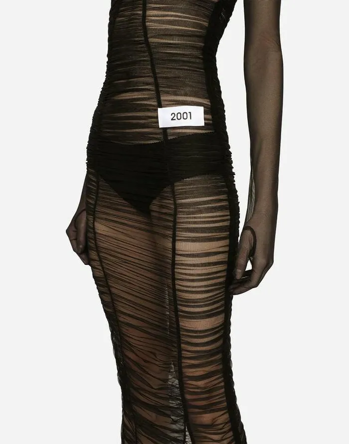 Dolce and Gabbana Dresses Women KIM DOLCEandGABBANA Long Draped Tulle Dress Black Dolce and Gabbana Dresses Women KIM DOLCEandGABBANA Long Draped Tulle Dress Black
