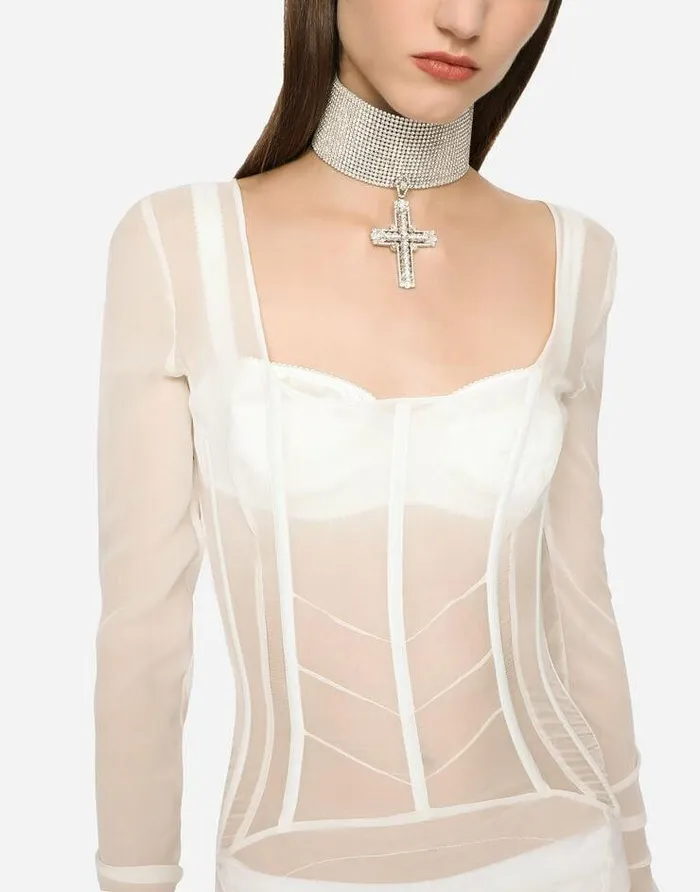 Dolce and Gabbana Dresses Women KIM DOLCEandGABBANA Long Georgette Dress With Corset Detailing White Dolce and Gabbana Dresses Women KIM DOLCEandGABBANA Long Georgette Dress With Corset Detailing White