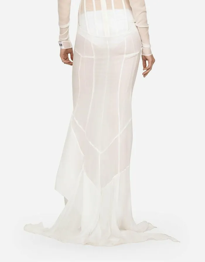 Dolce and Gabbana Dresses Women KIM DOLCEandGABBANA Long Georgette Dress With Corset Detailing White Dolce and Gabbana Dresses Women KIM DOLCEandGABBANA Long Georgette Dress With Corset Detailing White