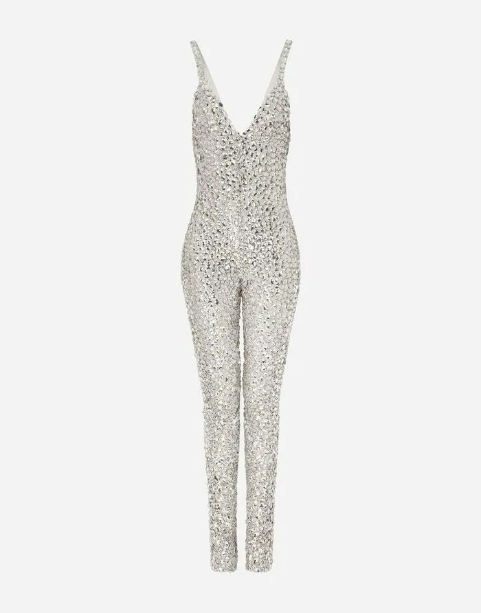Dolce and Gabbana Dresses Women KIM DOLCEandGABBANA Marquisette Jumpsuit With Allover Rhinestone Embellishment Multicolor Dolce and Gabbana Dresses Women KIM DOLCEandGABBANA Marquisette Jumpsuit With Allover Rhinestone Embellishment Multicolor