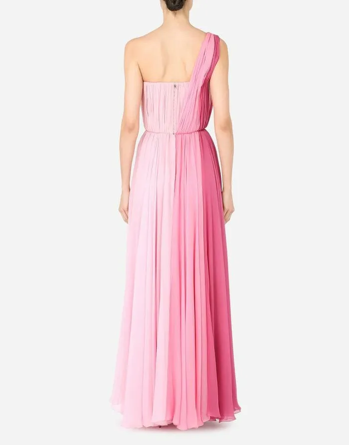Dolce and Gabbana Dresses Women Long Multicolored Chiffon Oneshoulder Dress Multicolor Dolce and Gabbana Dresses Women Long Multicolored Chiffon Oneshoulder Dress Multicolor