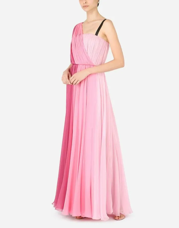 Dolce and Gabbana Dresses Women Long Multicolored Chiffon Oneshoulder Dress Multicolor Dolce and Gabbana Dresses Women Long Multicolored Chiffon Oneshoulder Dress Multicolor