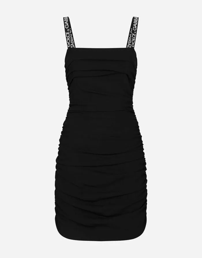 Dolce and Gabbana Dresses Women Short Cady Dress With Draping Black