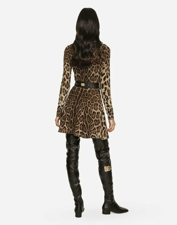 Dolce and Gabbana Dresses Women Short Leopardprint Cady Dress Animal Print Dolce and Gabbana Dresses Women Short Leopardprint Cady Dress Animal Print