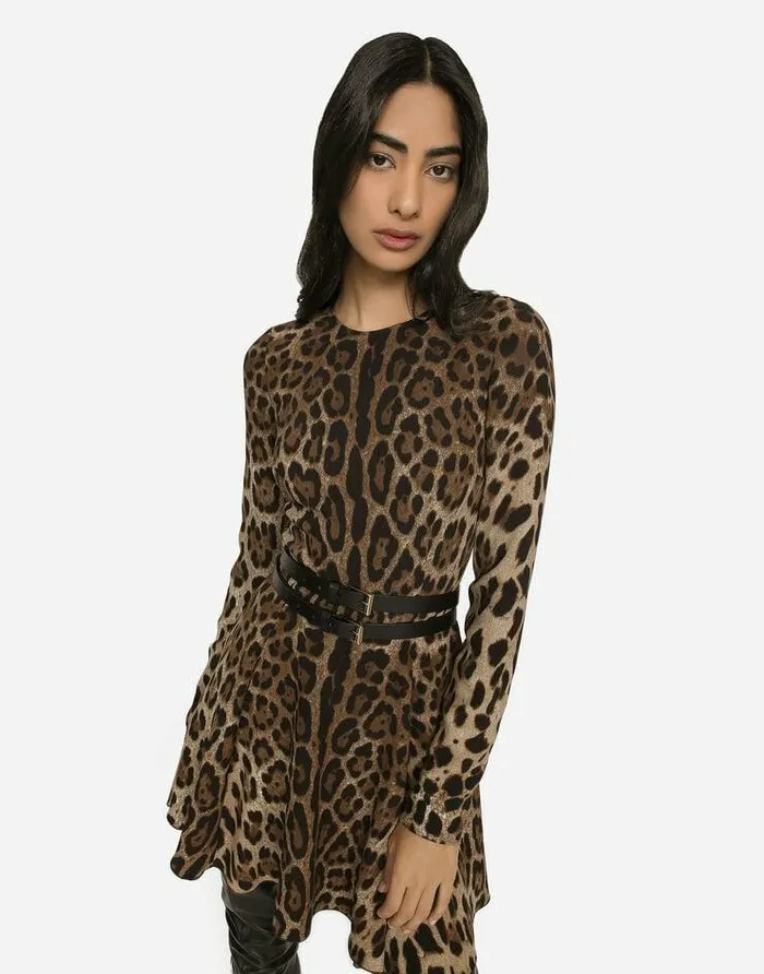 Dolce and Gabbana Dresses Women Short Leopardprint Cady Dress Animal Print Dolce and Gabbana Dresses Women Short Leopardprint Cady Dress Animal Print
