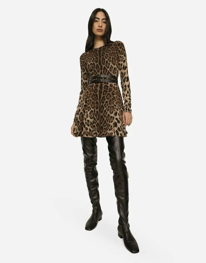 Dolce and Gabbana Dresses Women Short Leopardprint Cady Dress Animal Print Dolce and Gabbana Dresses Women Short Leopardprint Cady Dress Animal Print