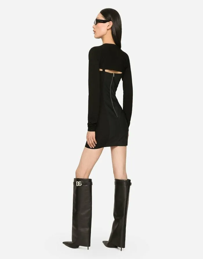 Dolce and Gabbana Dresses Women Short Light Technical Jersey Dress Black Dolce and Gabbana Dresses Women Short Light Technical Jersey Dress Black