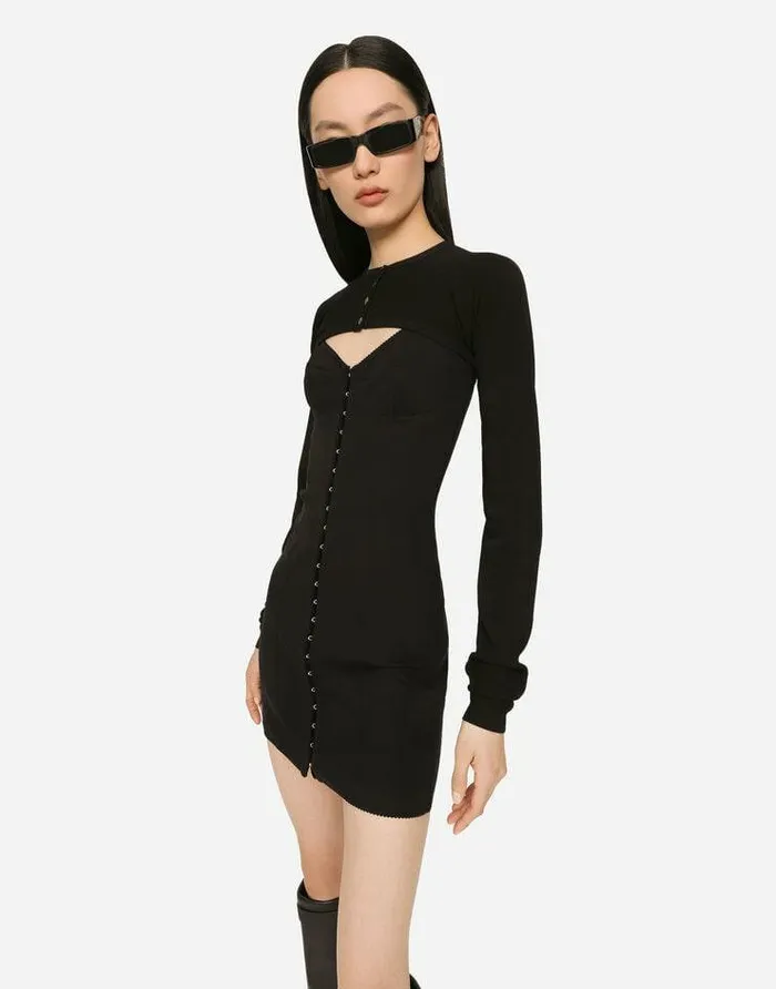 Dolce and Gabbana Dresses Women Short Light Technical Jersey Dress Black Dolce and Gabbana Dresses Women Short Light Technical Jersey Dress Black