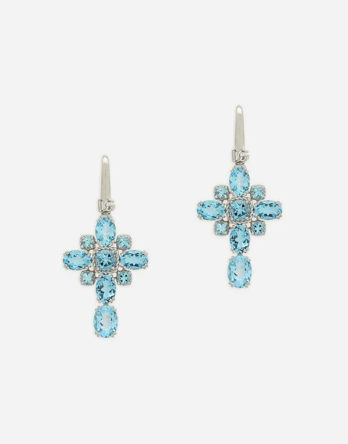 Dolce and Gabbana Earrings Women Anna Earrings In White Gold 18kt With Light Blue Topazes White Dolce and Gabbana Earrings Women Anna Earrings In White Gold 18kt With Light Blue Topazes White
