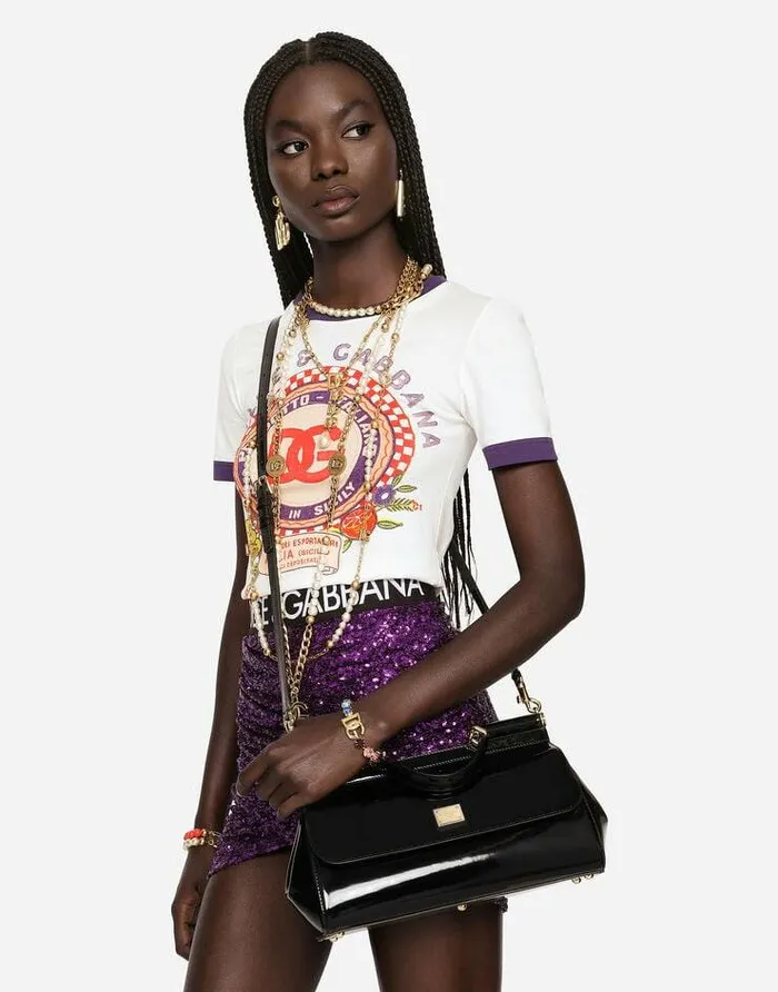 Dolce and Gabbana Handbags Women Elongated Sicily Handbag Black Dolce and Gabbana Handbags Women Elongated Sicily Handbag Black
