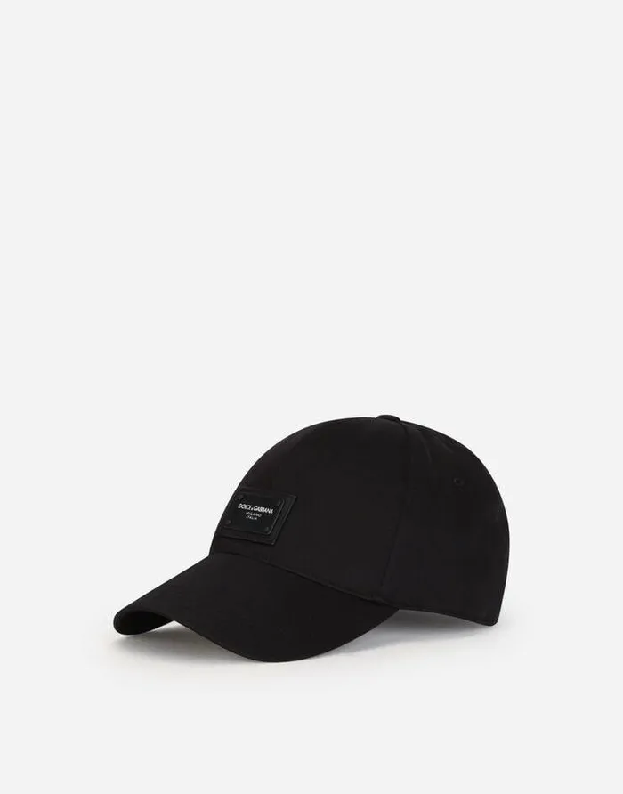 Dolce and Gabbana Hats And Gloves Men Baseball Cap With Branded Plate Black