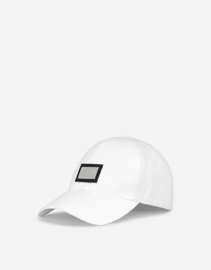 Dolce and Gabbana Hats And Gloves Men Cotton Baseball Cap With Branded Tag White
