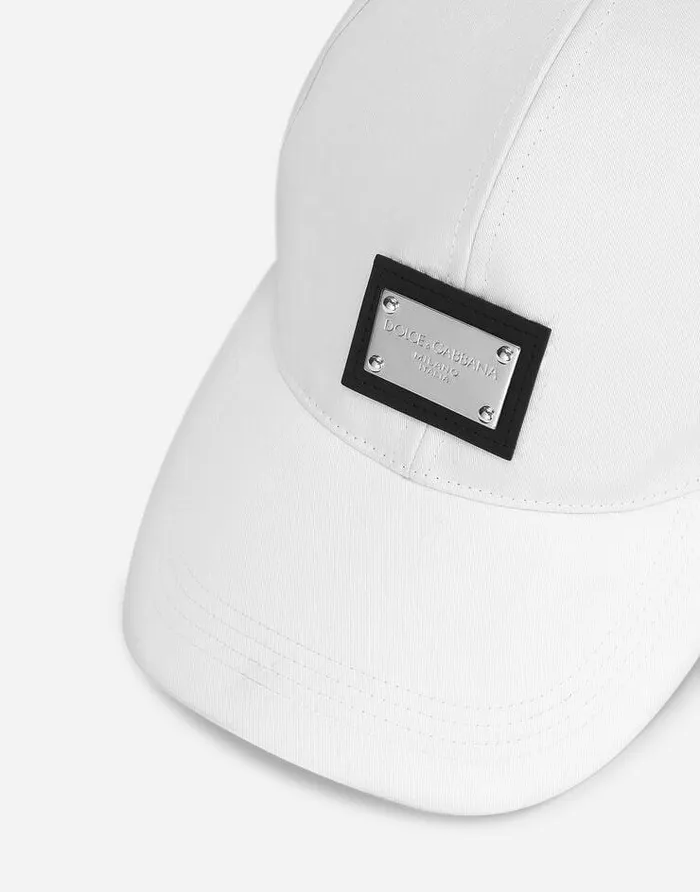 Dolce and Gabbana Hats And Gloves Men Cotton Baseball Cap With Branded Tag White Dolce and Gabbana Hats And Gloves Men Cotton Baseball Cap With Branded Tag White