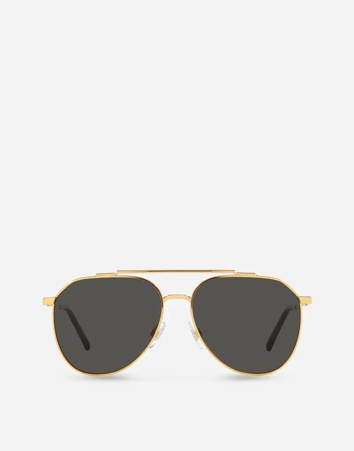 Dolce and Gabbana Icons Men Diagonal Cut Sunglasses Gold