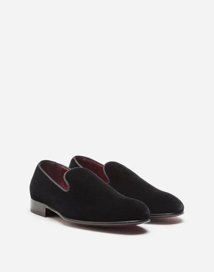 Dolce and Gabbana Loafers And Moccasins Men Velvet Slippers Black