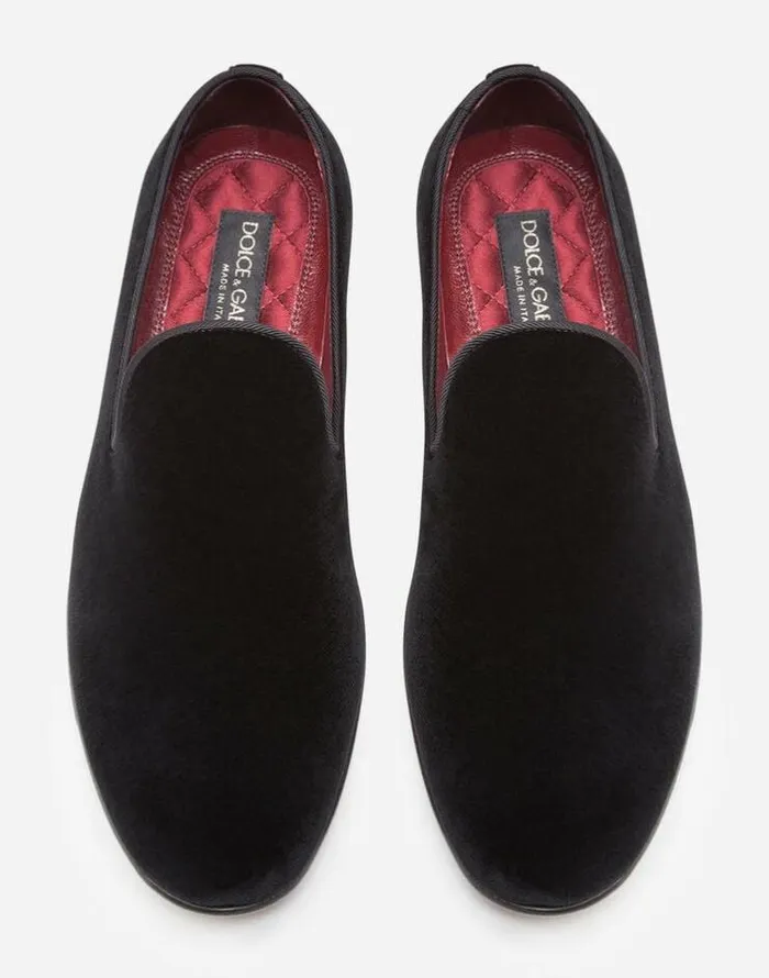 Dolce and Gabbana Loafers And Moccasins Men Velvet Slippers Black