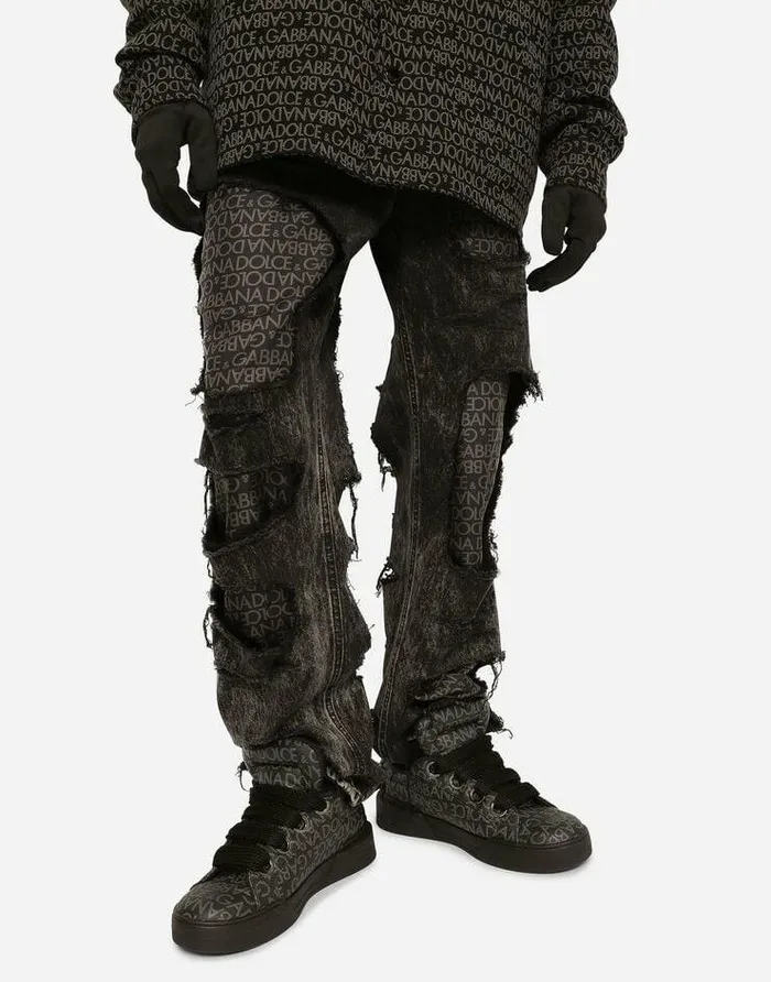Dolce and Gabbana Mini Me Boy ChildrenMen Straightleg Jeans With Silk Twill Interior Multicolor