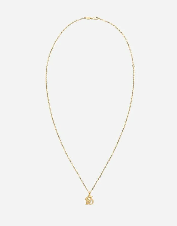 Dolce and Gabbana Necklaces Men Good Luck Number 13 Pendant On Yellow Gold Chain Gold Dolce and Gabbana Necklaces Men Good Luck Number 13 Pendant On Yellow Gold Chain Gold