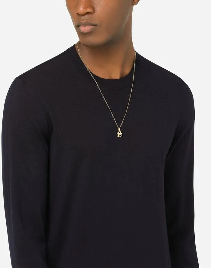 Dolce and Gabbana Necklaces Men Good Luck Number 13 Pendant On Yellow Gold Chain Gold