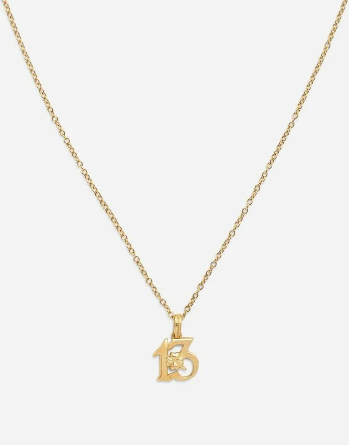 Dolce and Gabbana Necklaces Men Good Luck Number 13 Pendant On Yellow Gold Chain Gold