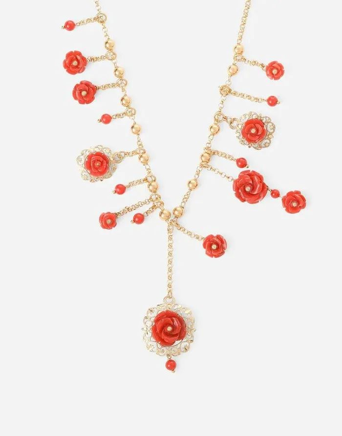 Dolce and Gabbana Necklaces Women Coral Necklace In Yellow 18kt Gold With Coral Rose Gold Dolce and Gabbana Necklaces Women Coral Necklace In Yellow 18kt Gold With Coral Rose Gold