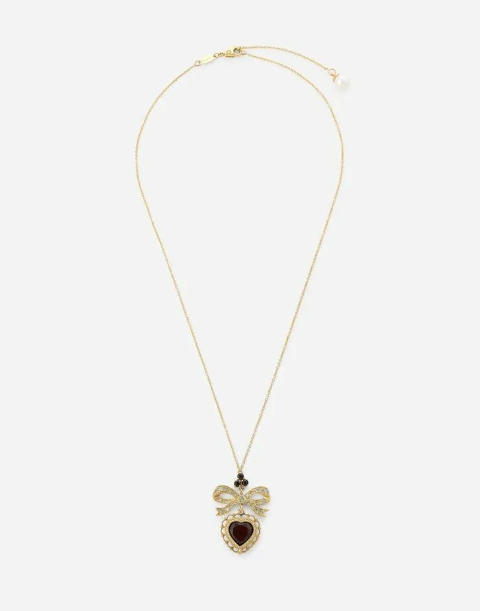 Dolce and Gabbana Necklaces Women Heart Pendant In Yellow Gold With Rodolith Garnet And Sapphires Gold Dolce and Gabbana Necklaces Women Heart Pendant In Yellow Gold With Rodolith Garnet And Sapphires Gold