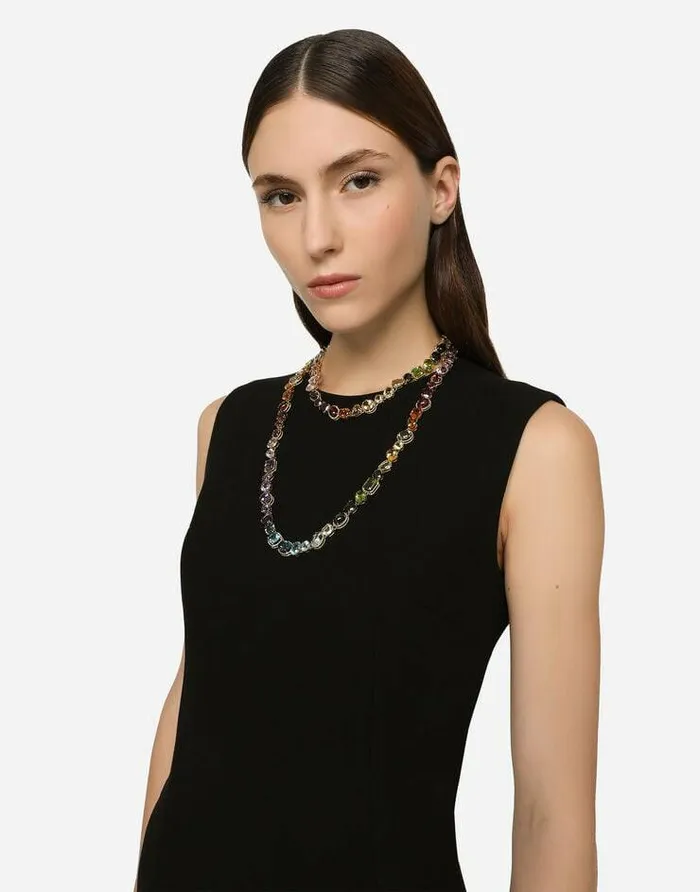 Dolce and Gabbana Necklaces Women Necklace With Multicolored Gems Gold Dolce and Gabbana Necklaces Women Necklace With Multicolored Gems Gold