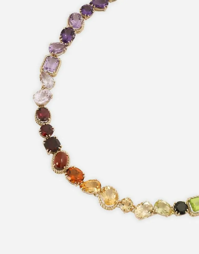Dolce and Gabbana Necklaces Women Necklace With Multicolored Gems Gold Dolce and Gabbana Necklaces Women Necklace With Multicolored Gems Gold