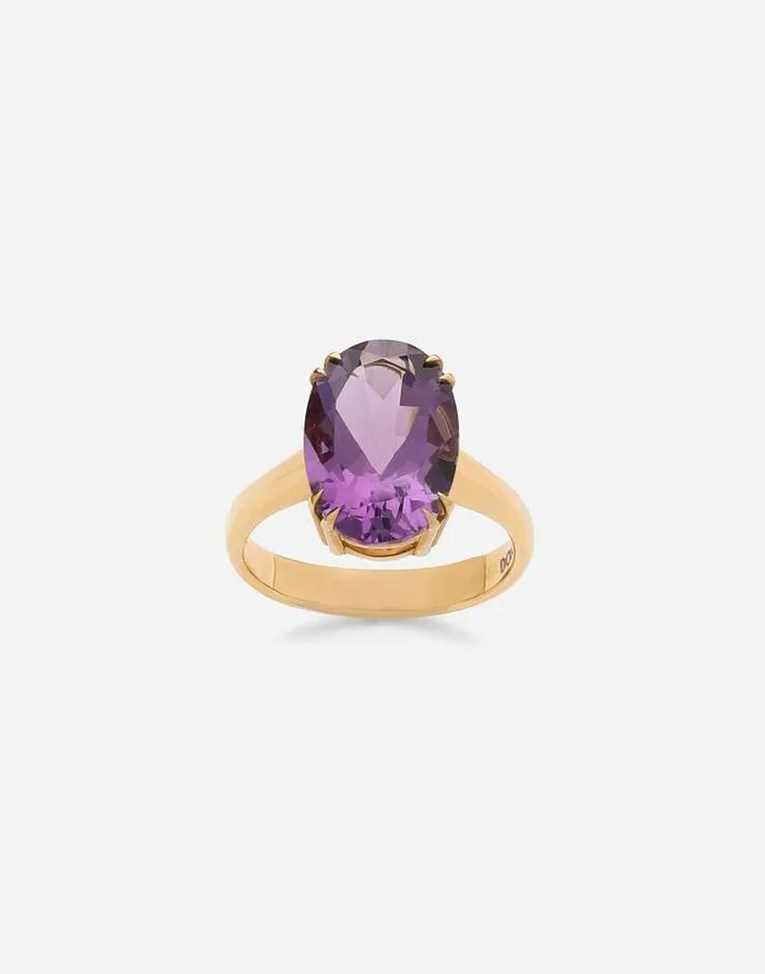 Dolce and Gabbana Rings Women Anna Ring In Yellow 18kt Gold With Amethyst Gold Dolce and Gabbana Rings Women Anna Ring In Yellow 18kt Gold With Amethyst Gold