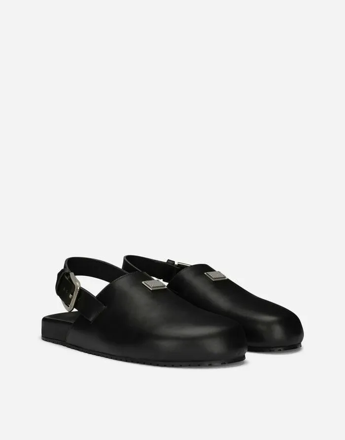 Dolce and Gabbana Sandals And Slides Men Calfskin Mules Black Dolce and Gabbana Sandals And Slides Men Calfskin Mules Black