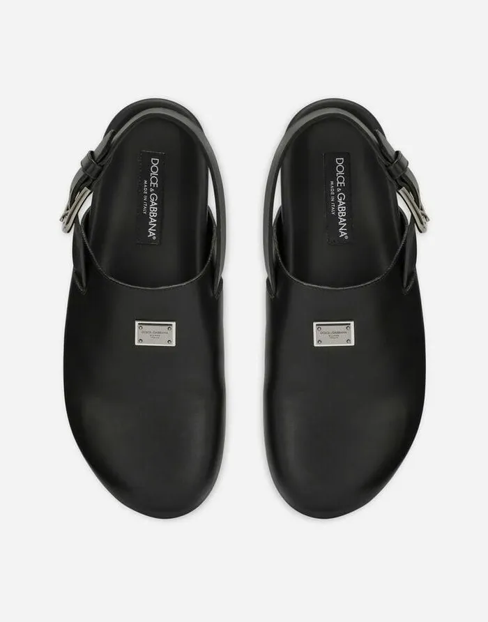 Dolce and Gabbana Sandals And Slides Men Calfskin Mules Black Dolce and Gabbana Sandals And Slides Men Calfskin Mules Black